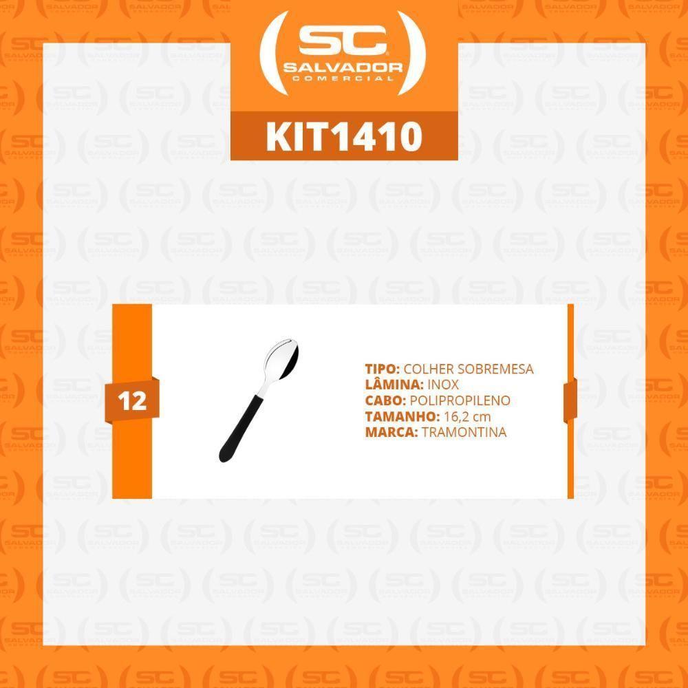 Kit - 12 Colheres De Sobremesa Leme Com Lâmina Em Aço Inox Cabo Preto Cspbag - Tramontina - 3