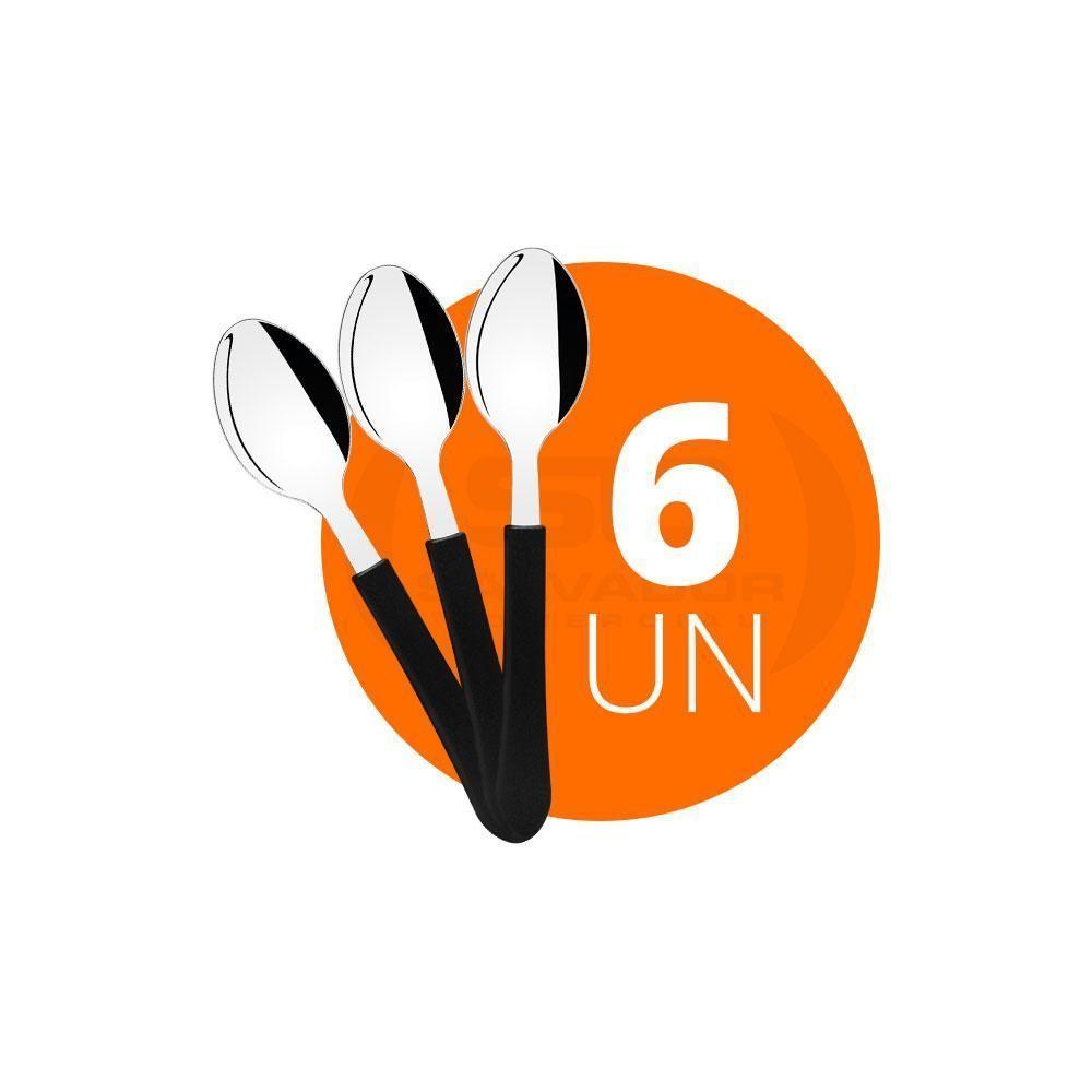 Kit - 6 Colheres De Chá Leme Com Lâmina Em Aço Inox Cabo Preto Ccpbag - Tramontina - 2