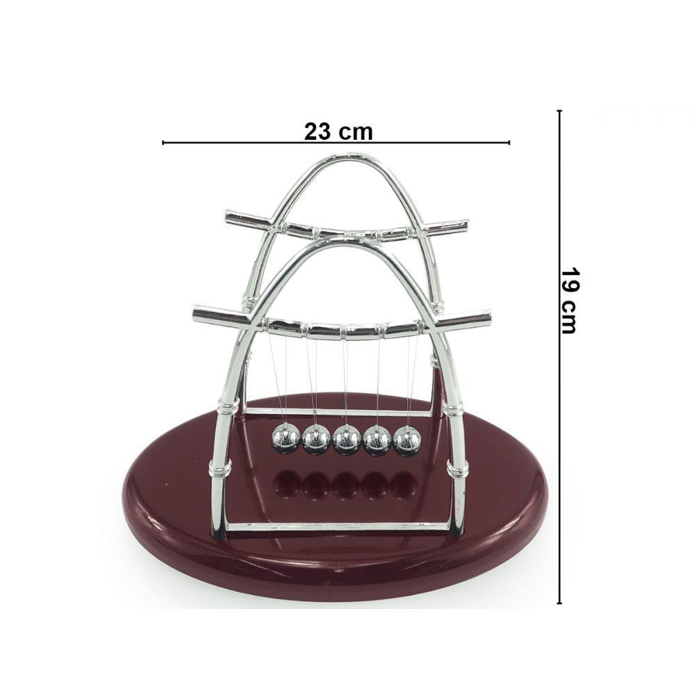 Pendulo Newton Oval Bolas De Metal Base Plástico Linha Nylon - 2