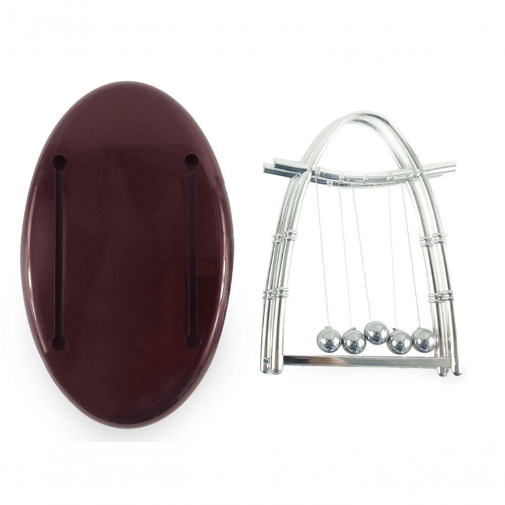 Pendulo Newton Oval Bolas De Metal Base Plástico Linha Nylon - 3