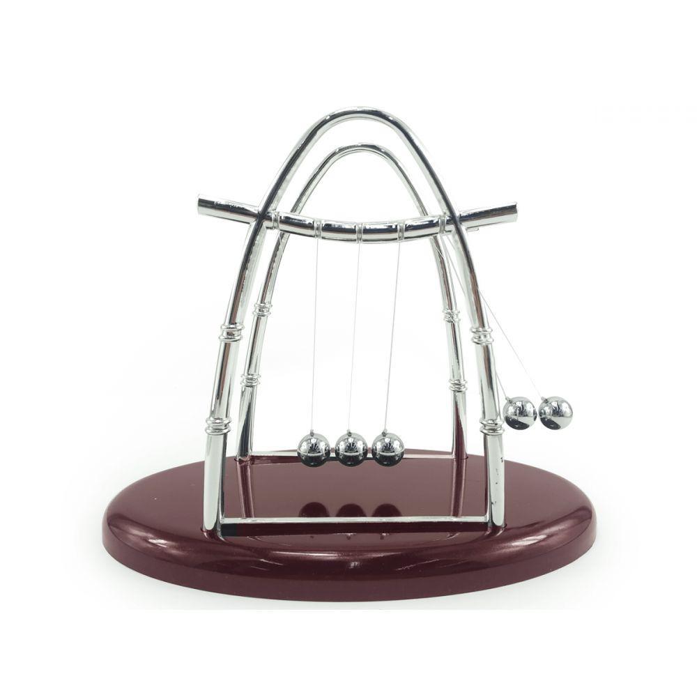 Pendulo Newton Oval Bolas De Metal Base Plástico Linha Nylon - 4
