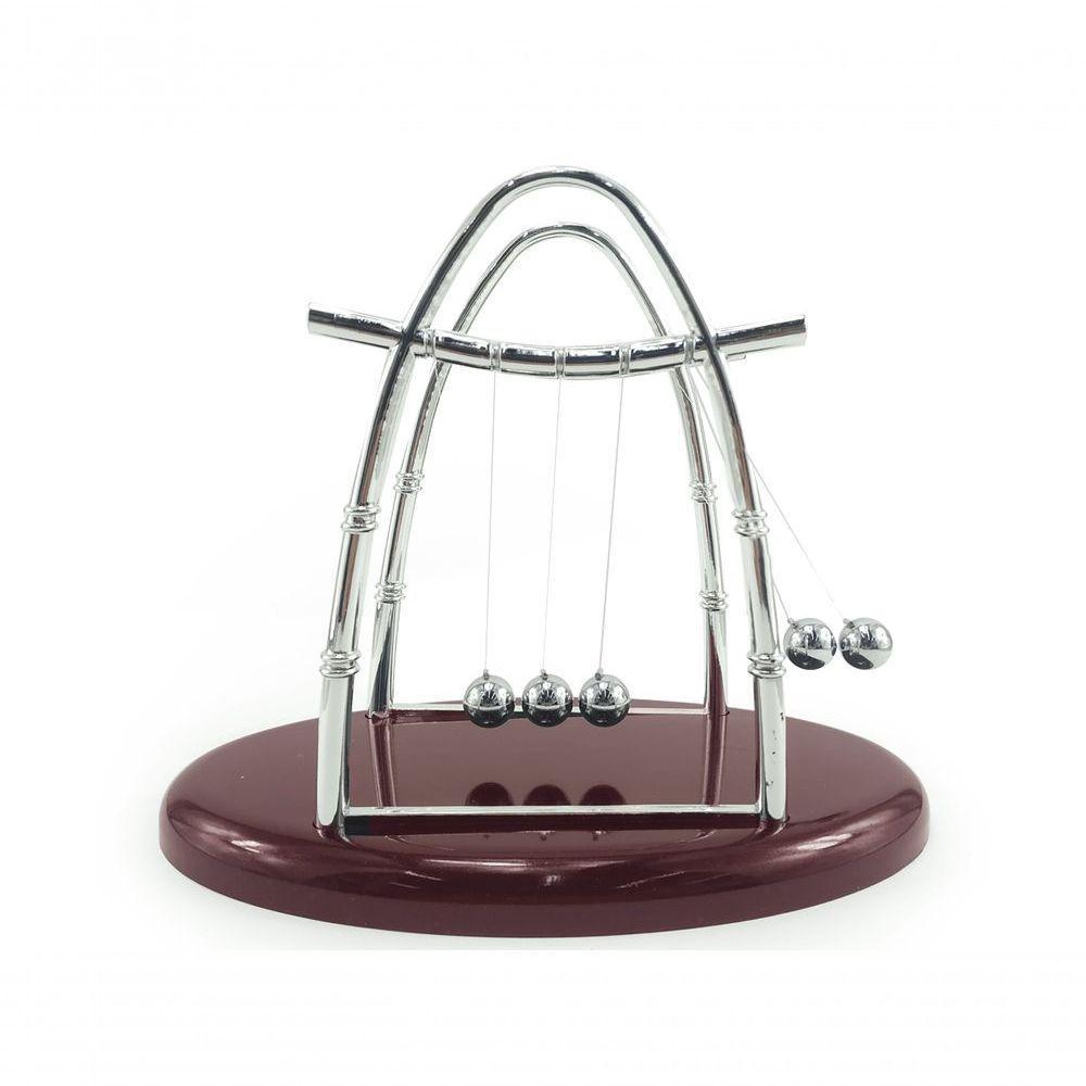 Pendulo Newton Oval Bolas De Metal Base Plástico Linha Nylon - 7