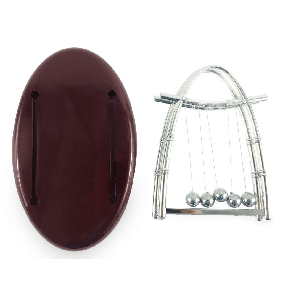 Pendulo Newton Oval Bolas De Metal Base Plástico Linha Nylon - 10