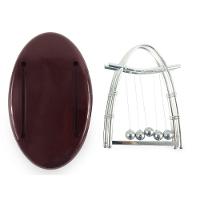 Pendulo Newton Oval Bolas De Metal Base Plástico Linha Nylon - 10