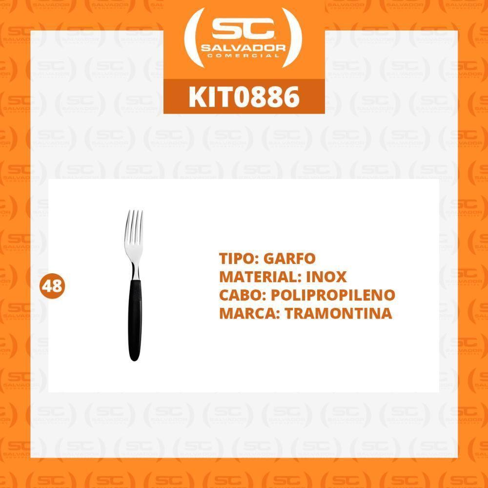 Kit - 48 Garfos De Mesa Ipanema Lâmina Em Aço Inox Cabo Preto Gptop - Tramontina - 2