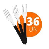 Kit - 36 Garfos De Mesa Leme Com Lâmina Em Aço Inox Cabo Preto Gpbag - Tramontina - 1