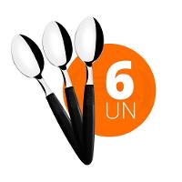 Kit - 6 Colheres De Mesa Ipanema Com Lâmina Em Aço Inox Cabo Preto Cptop - Tramontina 23363400 - 2