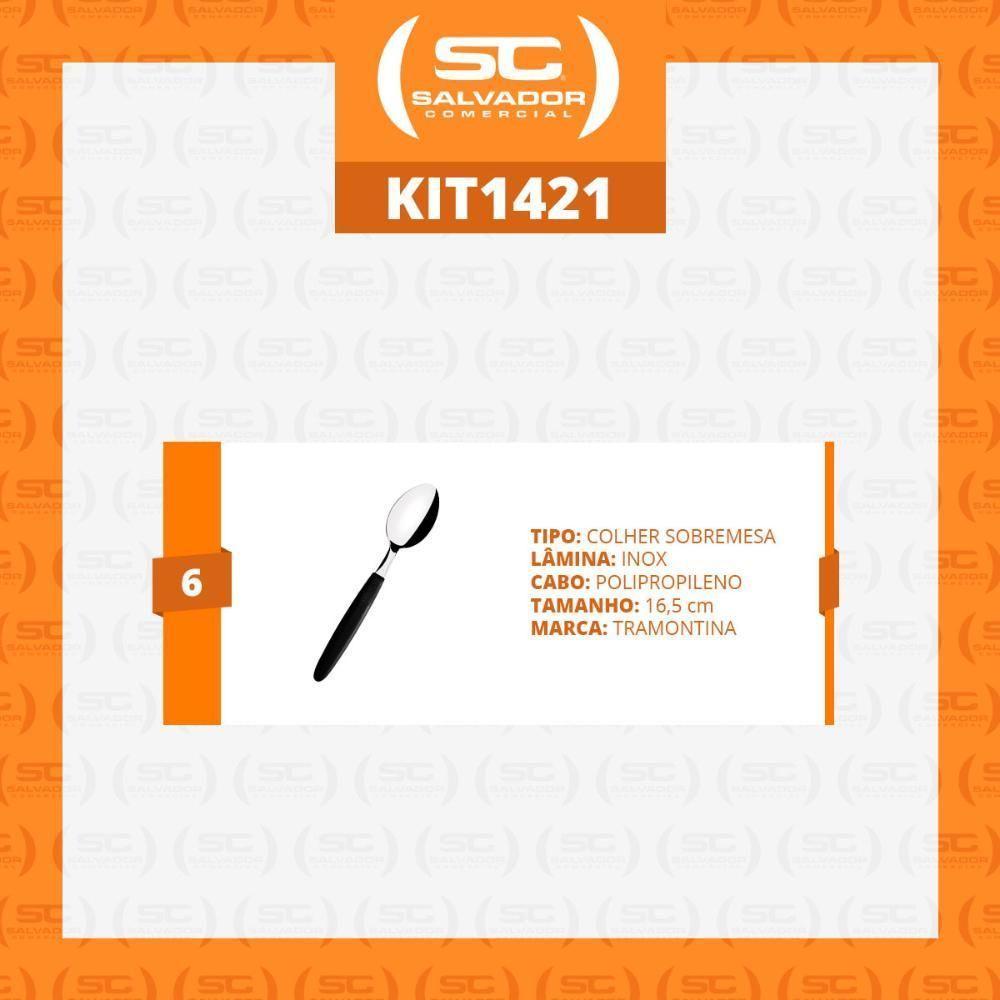 Kit - 6 Colheres De Sobremesa Ipanema Com Lâmina Em Aço Inox Cabo Preto Csptop - Tramontina - 3