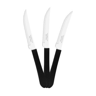 Kit 6 Facas para Churrasco Leme 4" Aço Inox Cabo de Polipropileno Preto Tramontina