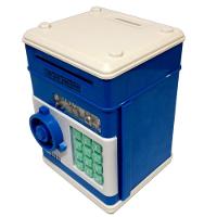 Mini Cofre Eletrônico Senha 4 Dígitos Notas E Moedas Azul