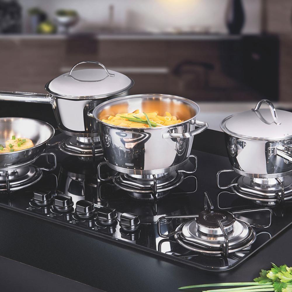 Jogo De Panelas Allegra Em Aço Inox Com Fundo Triplo E Tampas De Inox 4 Peças - Tramontina - 3