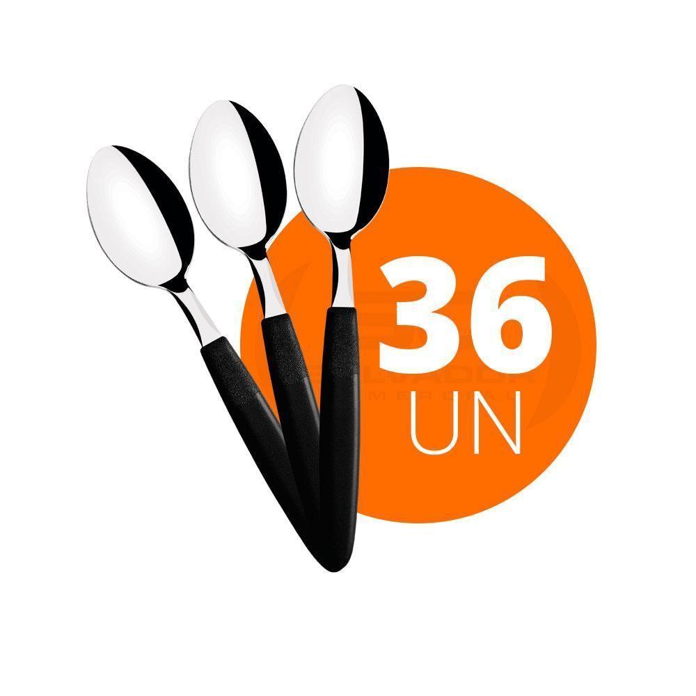 Kit - 36 Colheres De Sobremesa Ipanema Com Lâmina Em Aço Inox Cabo Preto Csptop - Tramontina - 1