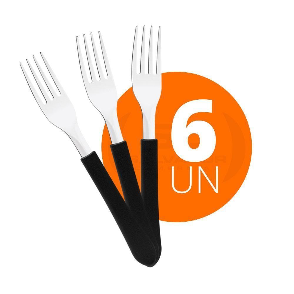 Kit - 6 Garfos De Mesa Leme Com Lâmina Em Aço Inox Cabo Preto Gpbag - Tramontina - 2