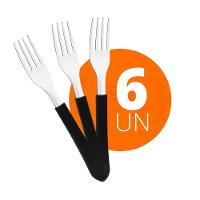 Kit - 6 Garfos De Mesa Leme Com Lâmina Em Aço Inox Cabo Preto Gpbag - Tramontina - 2