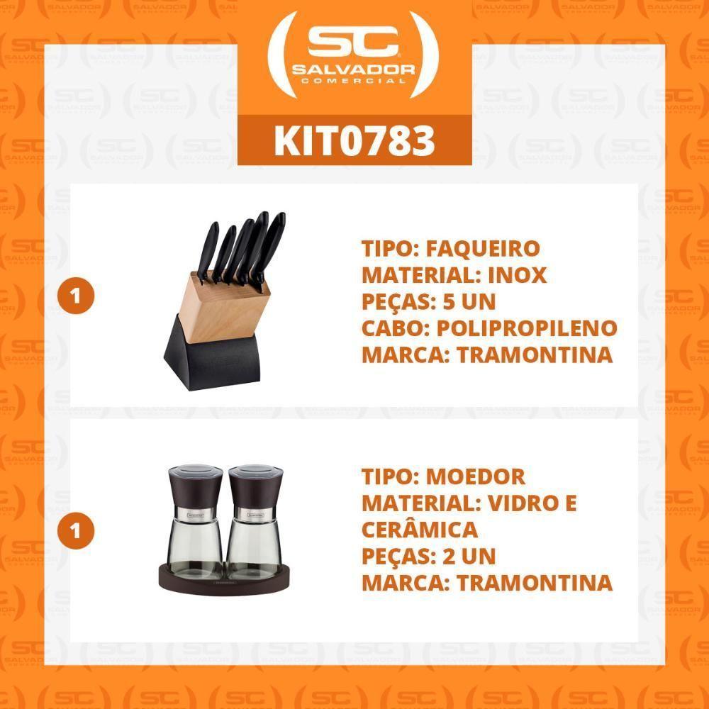 Kit - Faqueiro Plenus 6 Peças + 1 Moedor De Sal E Pimenta Em Cerâmica E Vidro - Tramontina - 6