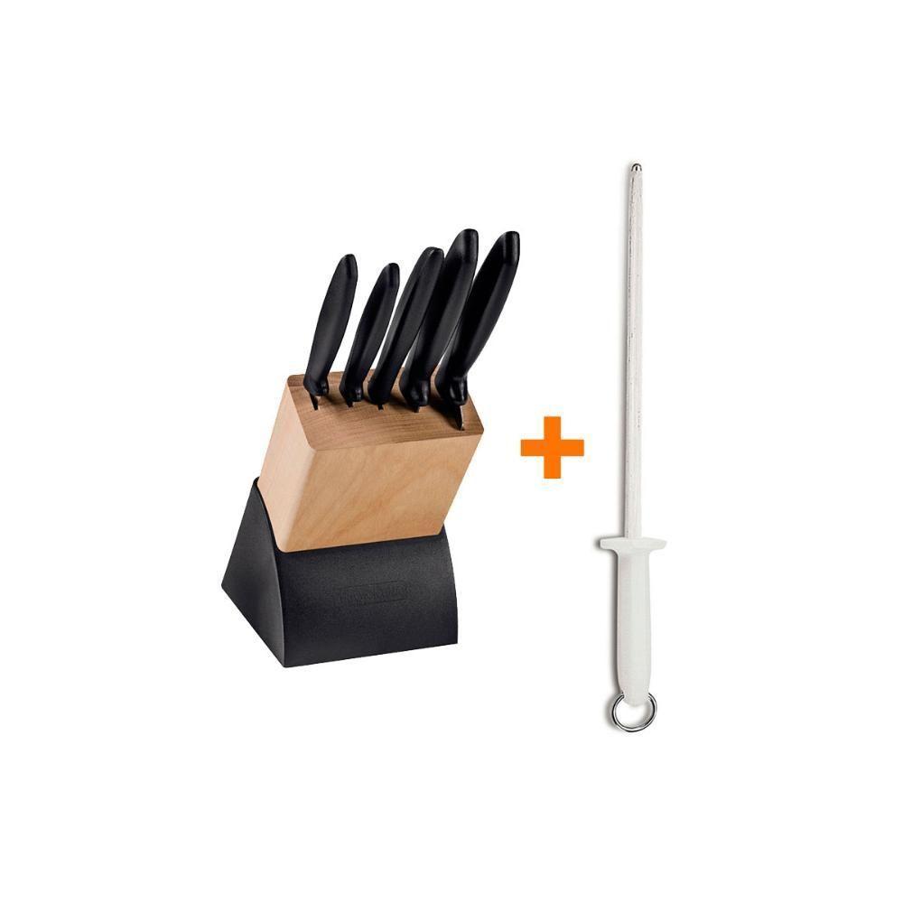 Kit - Faqueiro Plenus 6 Peças + 1 Chaira Estriada 10 Pol Profissional - Tramontina - 1
