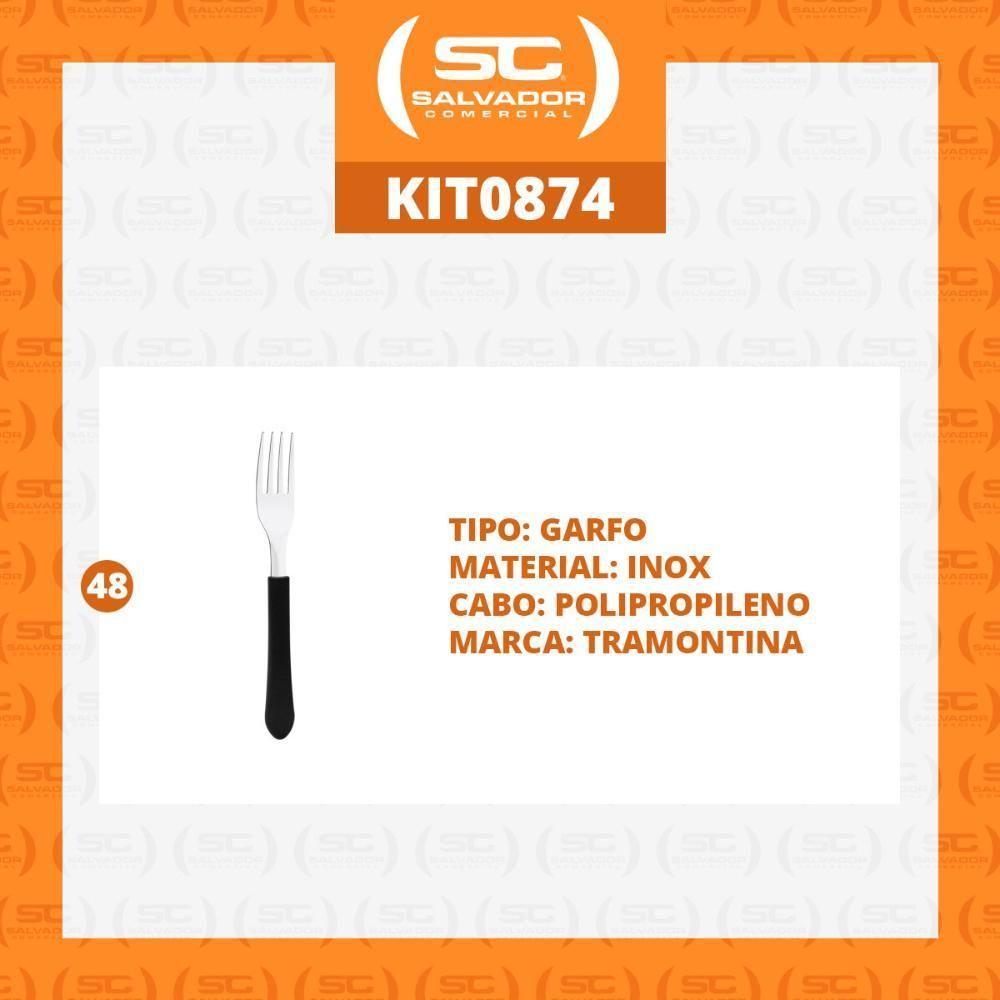 Kit - 48 Garfos De Mesa Leme Com Lâmina Em Aço Inox Cabo Preto Gpbag - Tramontina - 4