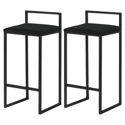 Kit 2 Banquetas Selena Base Preta Veludo Preto Gran Belo