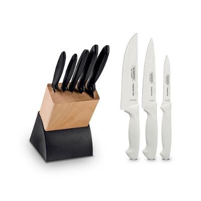 Kit Faqueiro Plenus 6 Peças Jogo de Facas Premium Aço Inox Cabo Polipropileno Preto Tramontina