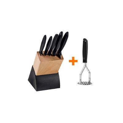 Kit Faqueiro Plenus 6 Peças com Amassador de Batata e Feijão Aço Inox Preto Tramontina