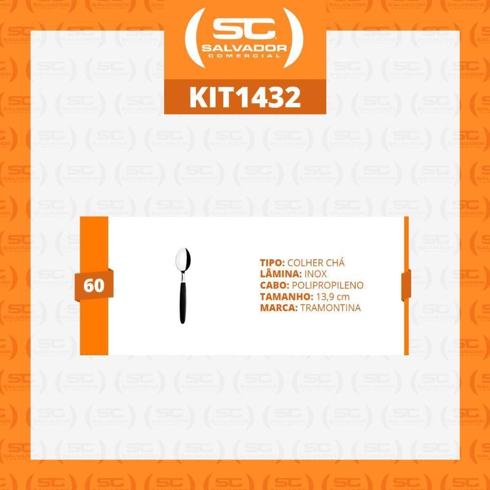Kit - 60 Colheres De Chá Ipanema Com Lâmina Em Aço Inox Cabo Preto Ccptop - Tramontina - 6