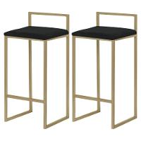 Kit 2 Banquetas Decorativa Jasmine Base Gold Veludo Preto - 1