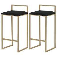 Kit 2 Banquetas Decorativa Jasmine Base Gold Veludo Preto - 5