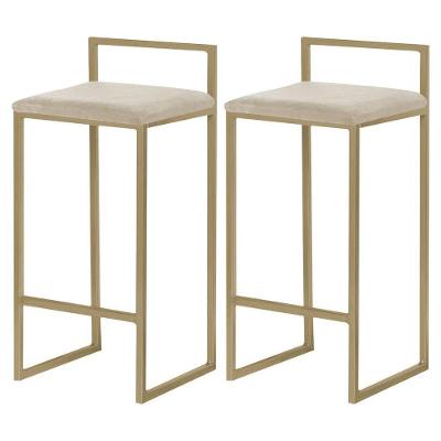 Kit 2 Banquetas Selena Base Gold Veludo Bege Gran Belo