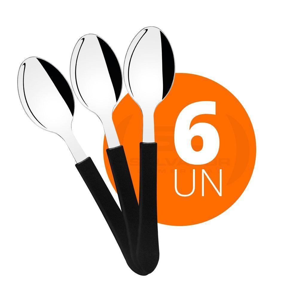 Kit - 6 Colheres De Sopa Leme Com Lâmina Em Aço Inox Cabo Preto Cpbag - Tramontina 23183400 - 2
