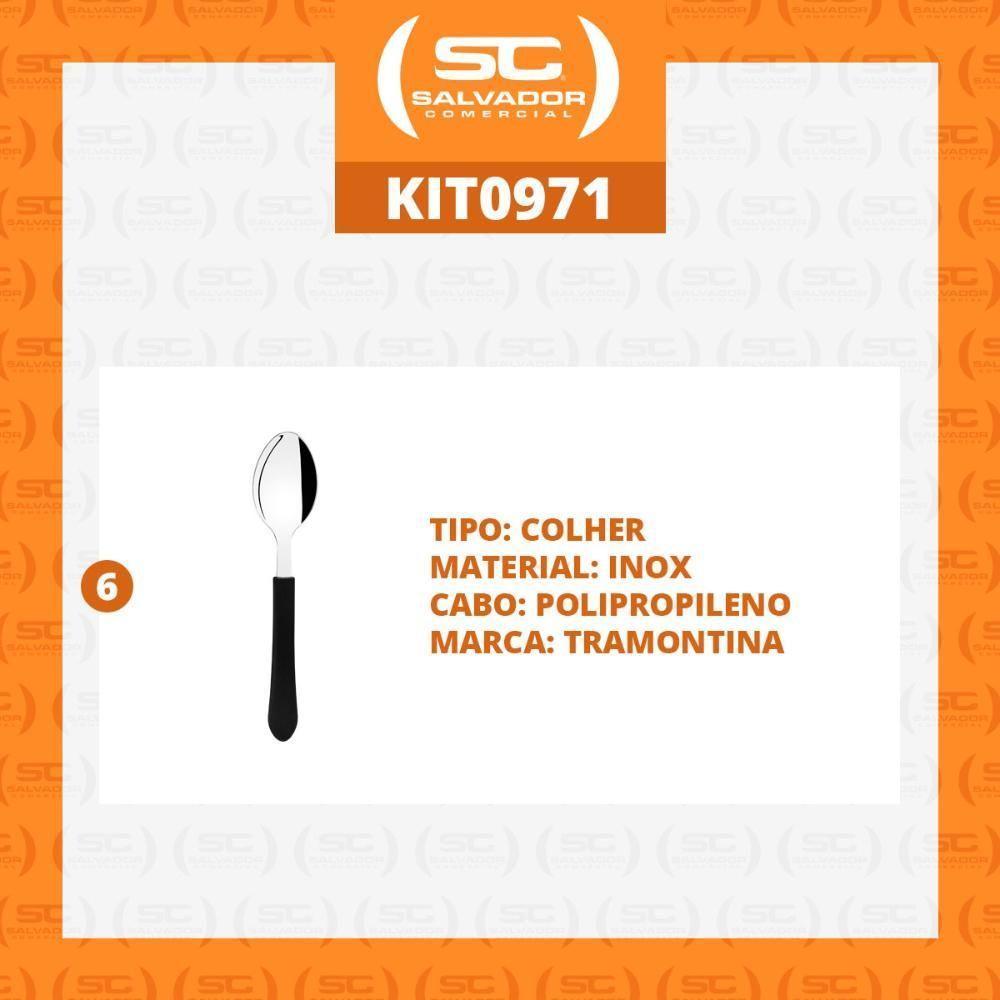 Kit - 6 Colheres De Sopa Leme Com Lâmina Em Aço Inox Cabo Preto Cpbag - Tramontina 23183400 - 3