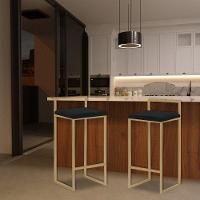 Kit 2 Banquetas Selena Base Gold Veludo Preto Gran Belo - 2