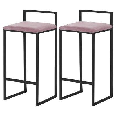 Kit 2 Banquetas Selena Base Preta Veludo Rosê Gran Belo