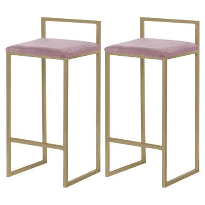 Kit 2 Banquetas Selena Base Gold Veludo Rosê Gran Belo