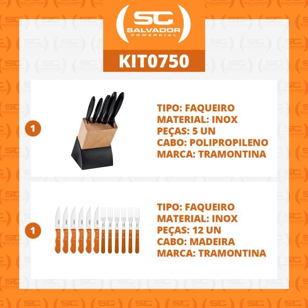 Kit - Faqueiro Plenus 6 Peças + 1 Jogo De Churrasco 12 Peças Dynamic - Tramontina - 7