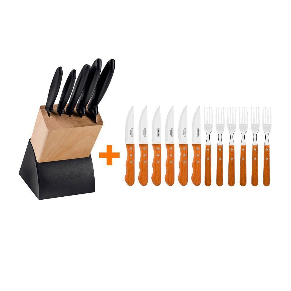 Kit - Faqueiro Plenus 6 Peças + 1 Jogo De Churrasco 12 Peças Dynamic - Tramontina - 8