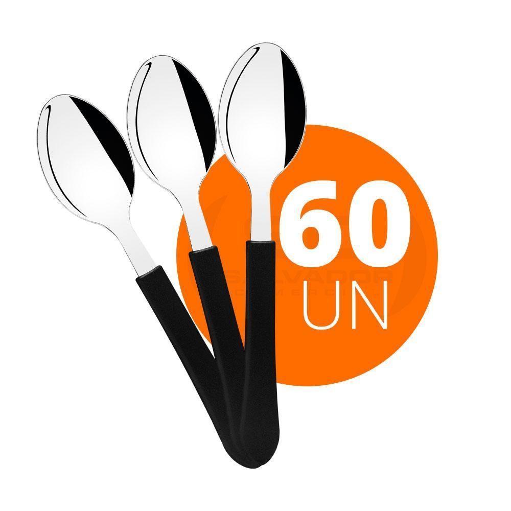Kit - 60 Colheres De Sopa Leme Com Lâmina Em Aço Inox Cabo Preto Cpbag - Tramontina - 2