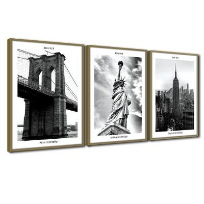 Quadros Decorativos Textura Cx Alta 3x 40x60 I Love New York  Titulo Moldura Caqui