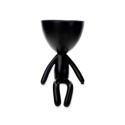 Vaso Bob Robert Plant Sentando Em Poliresina Preto 18x10x10cm