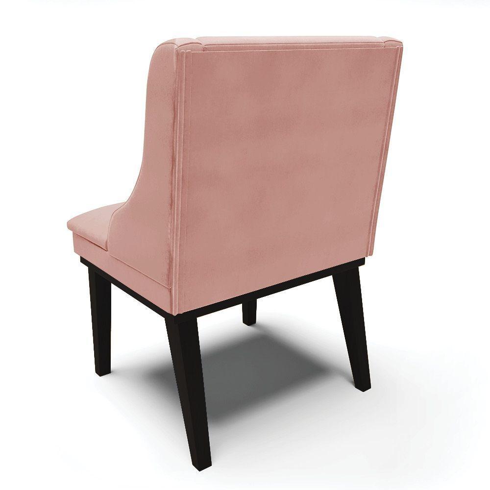 Cadeira Liz Veludo Base Fixa Madeira Preto - Cor Rose - 5