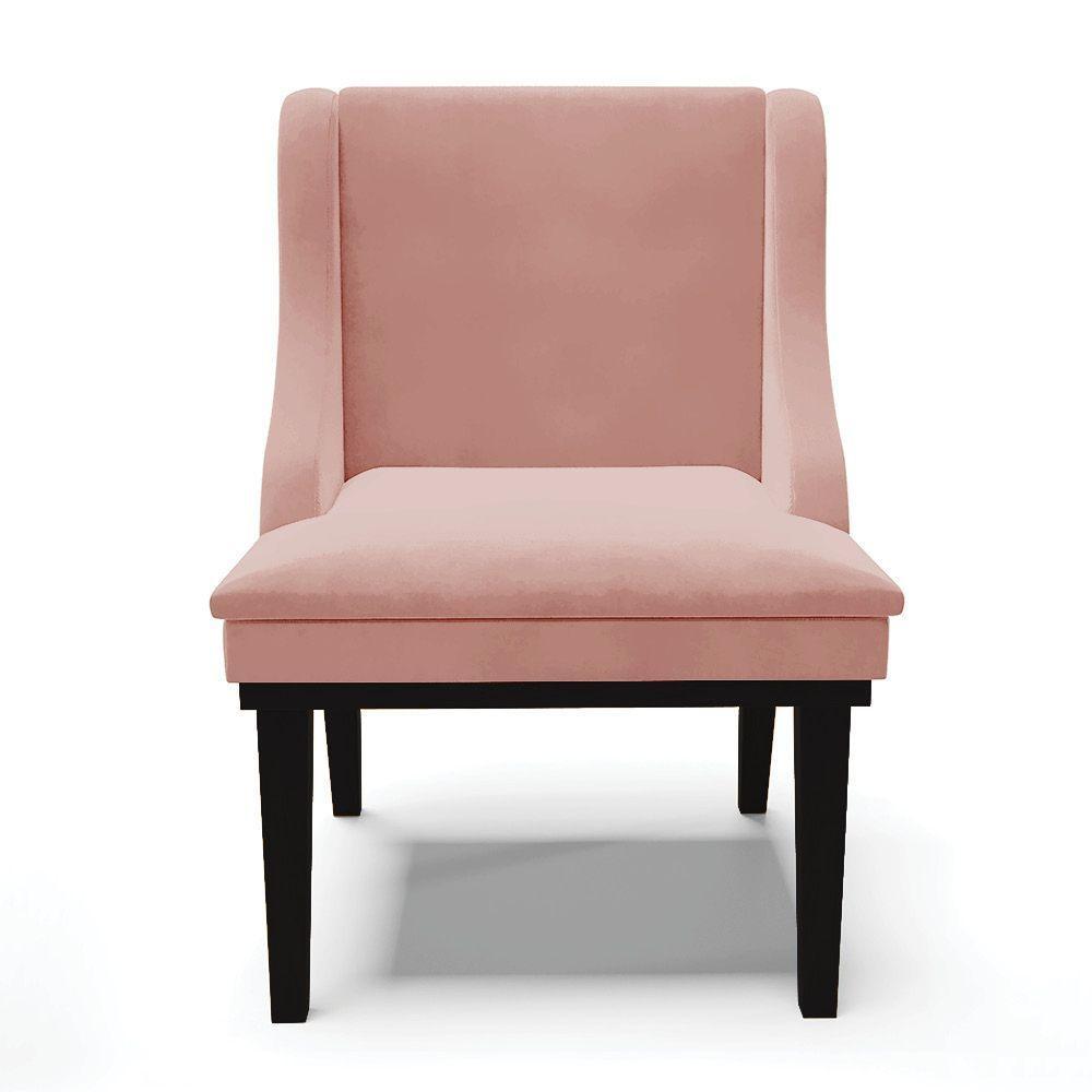 Cadeira Liz Veludo Base Fixa Madeira Preto - Cor Rose - 7