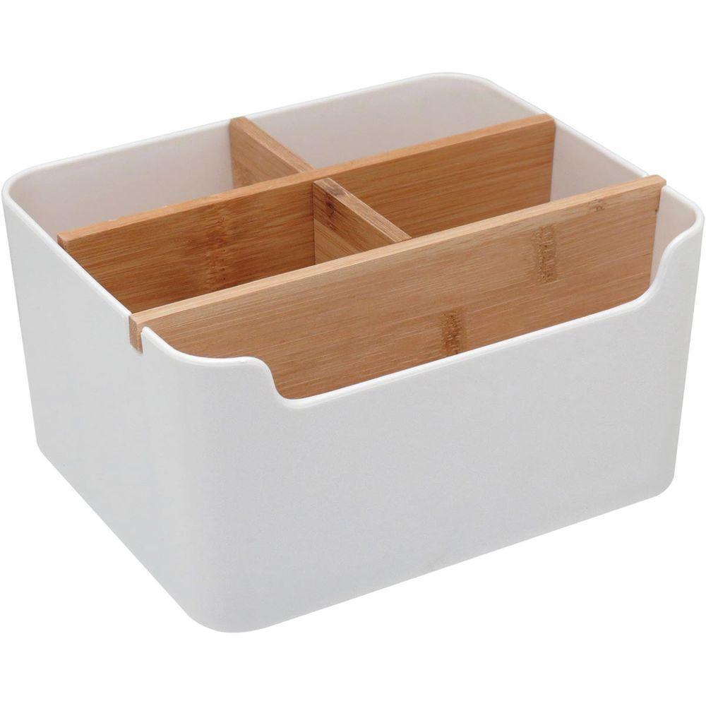 Anetto Porta Talheres 10X18X15Cm Plástico Branco Com 5 Divisoes - 1