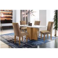 Conjunto Sala De Jantar Berlim Com 4 Cadeiras Lunara Rufato Off White / Imbuia - 1