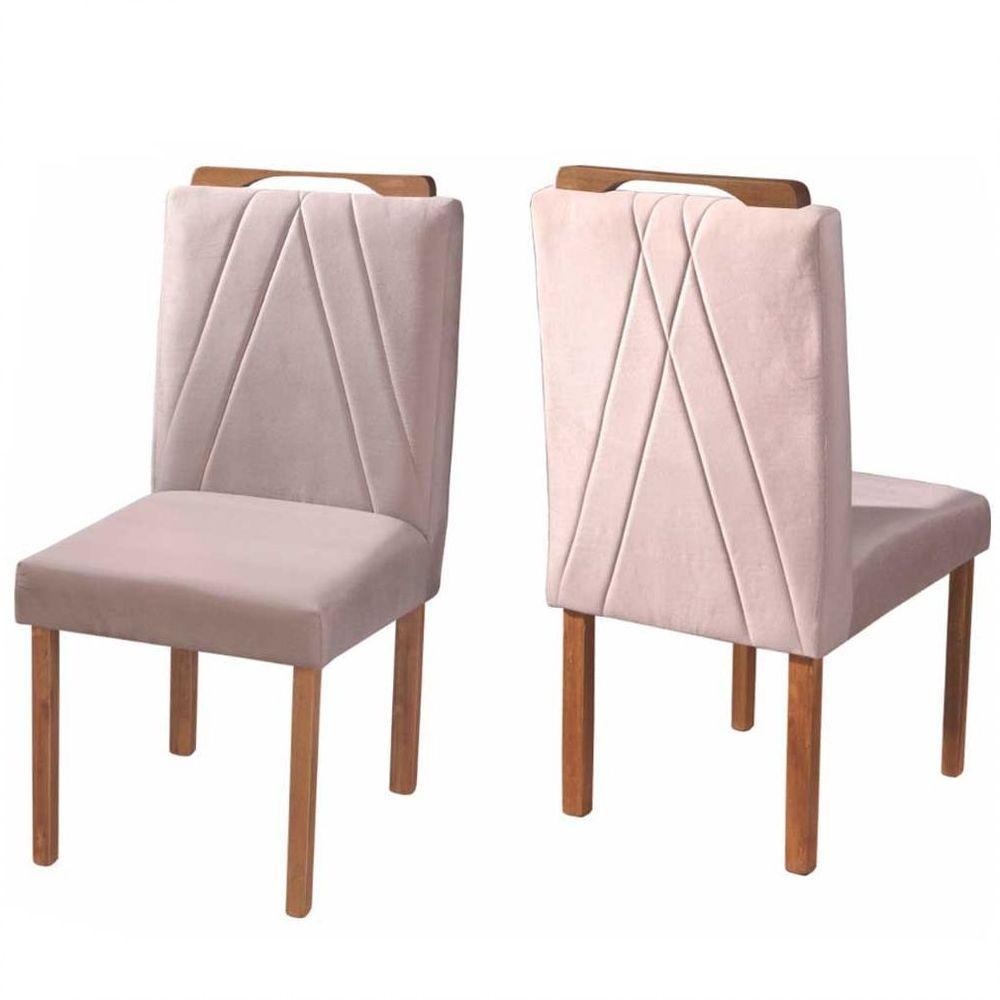 Conjunto Sala De Jantar Napole 6 Cadeiras Safira Veludo Móveis Mundial Mel Off White E Nude - 5