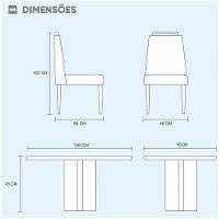 Conjunto Sala De Jantar Napole 6 Cadeiras Safira Veludo Móveis Mundial Mel Off White E Nude - 2