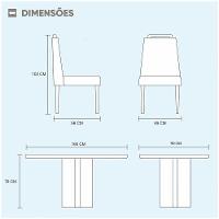 Conjunto Sala De Jantar Mesa Lisy 6 Cadeiras Em Veludo Móveis Mundial Mel Off White E Nude - 2