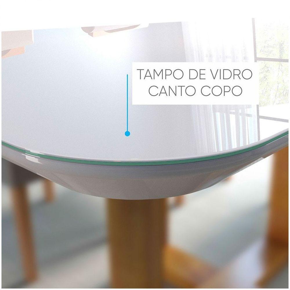 Conjunto Sala De Jantar Topazio 4 Lugares Mesa Redonda 1,2m E 4 Cadeiras Moveis Mix Mel/offwhite - 3