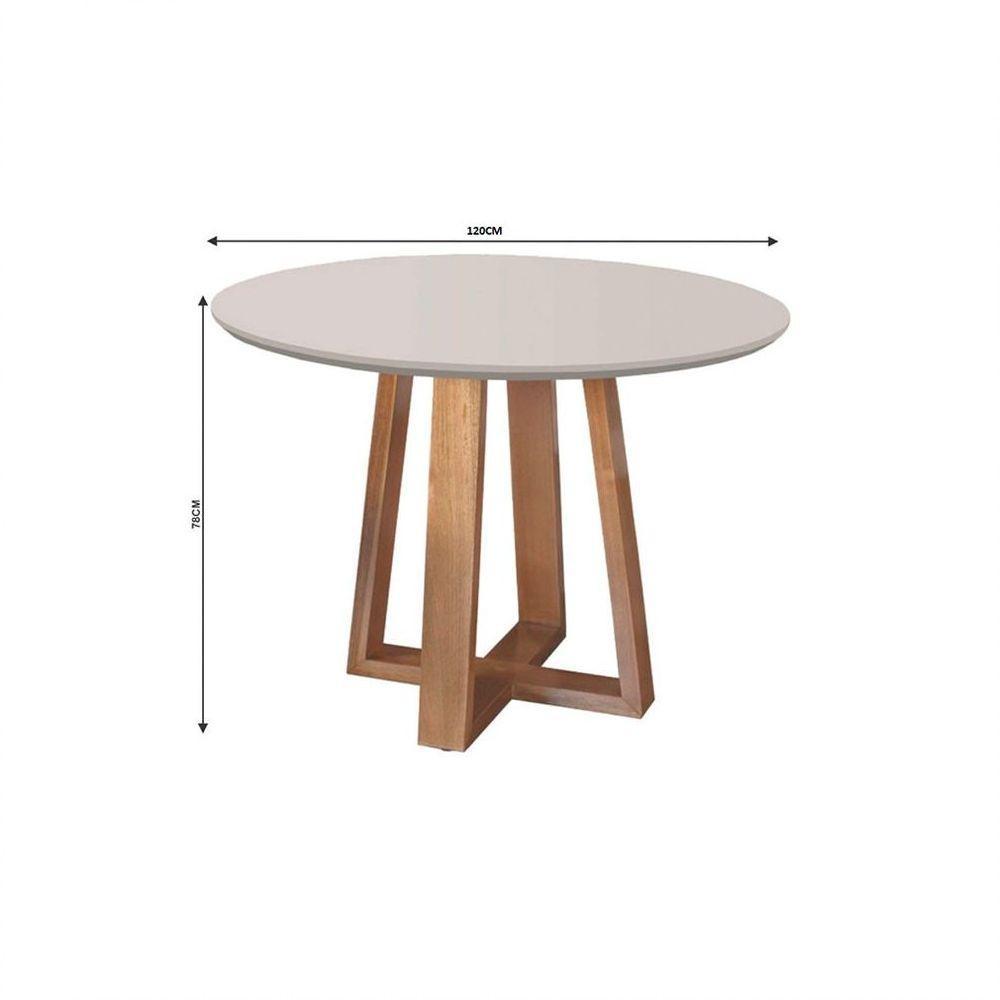 Conjunto Sala De Jantar Topazio 4 Lugares Mesa Redonda 1,2m E 4 Cadeiras Moveis Mix Mel/offwhite - 5