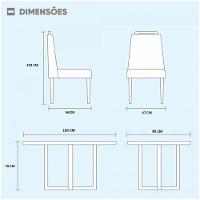 Conjunto Sala De Jantar 6 Lugares Mesa Lisy E 6 Cadeiras Em Veludo - Móveis Mix Mel Off White - 2