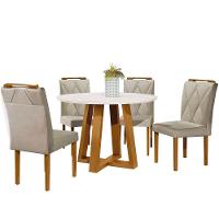 Conjunto Sala De Jantar 4 Lugares Mesa Redonda e 4 Cadeiras - 1