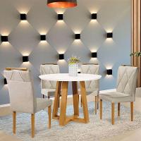 Conjunto Sala De Jantar 4 Lugares Mesa Redonda e 4 Cadeiras